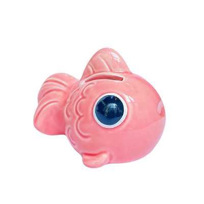 ピンクの出目金貯金箱