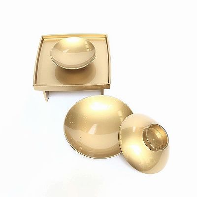 吉祥　三段盃（台付）　ゴールド