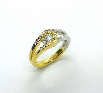 【期間限定:12/1迄】K18/PT DパヴェYDインヨウ馬蹄ミニリング③（0.20ct）