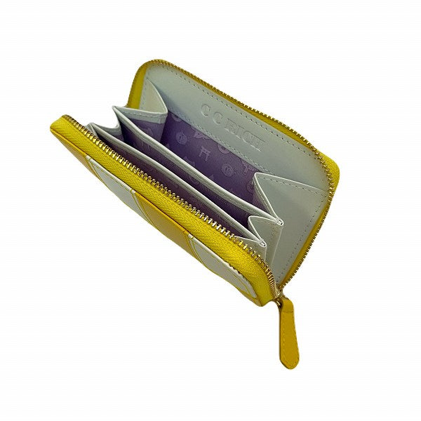 Copa Color RICH　ラウンドミニ財布　市松柄（黄X白）