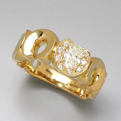 K18ダイヤパヴェイエローダイヤ馬蹄8RG