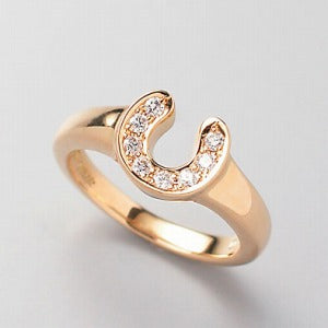 K18 ダイヤパヴェ 馬蹄 ミニリング