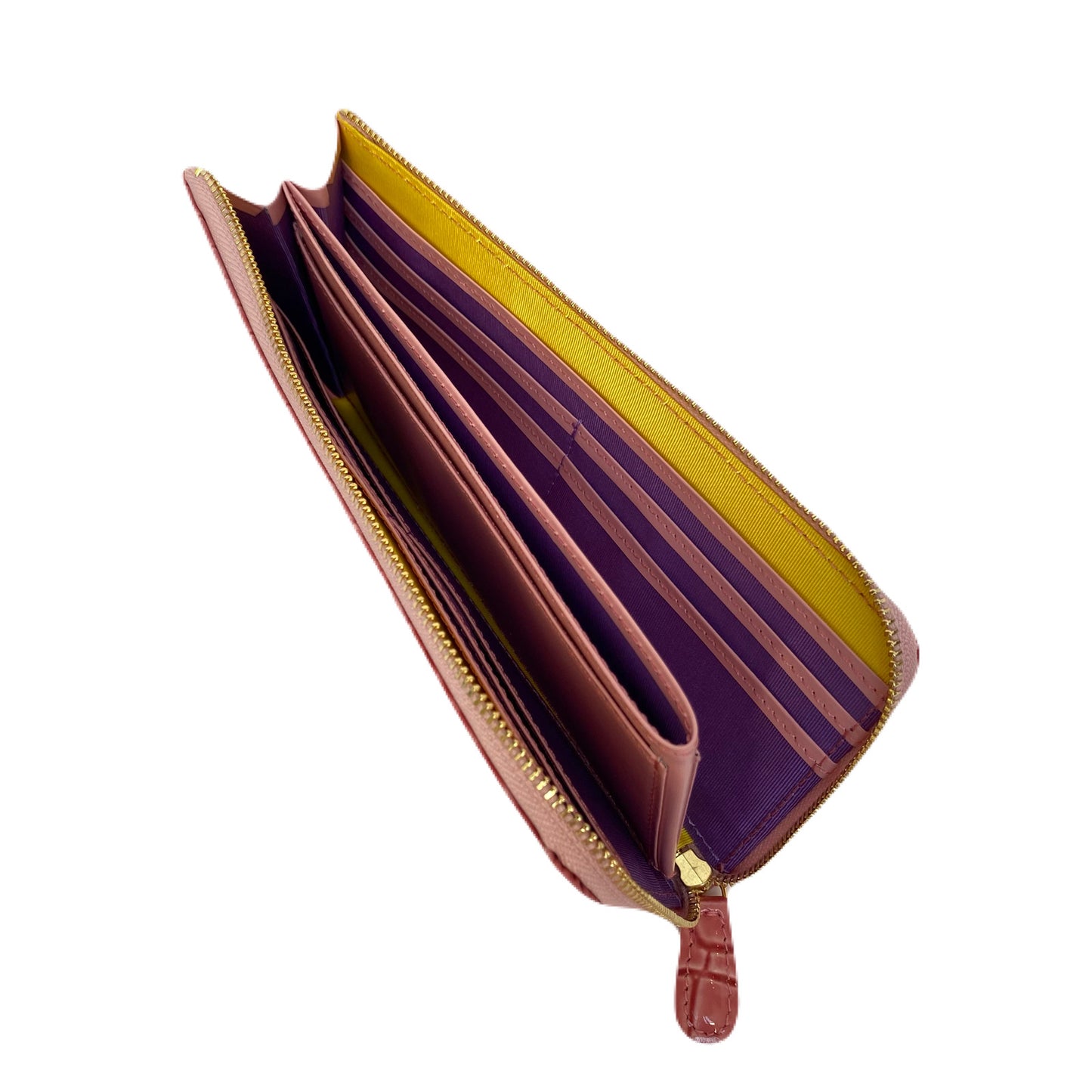 【3/20(祝・金):朝採れ・お誕生日財布】エナメル クロコ型押L字ファスナー 長財布 ピンク