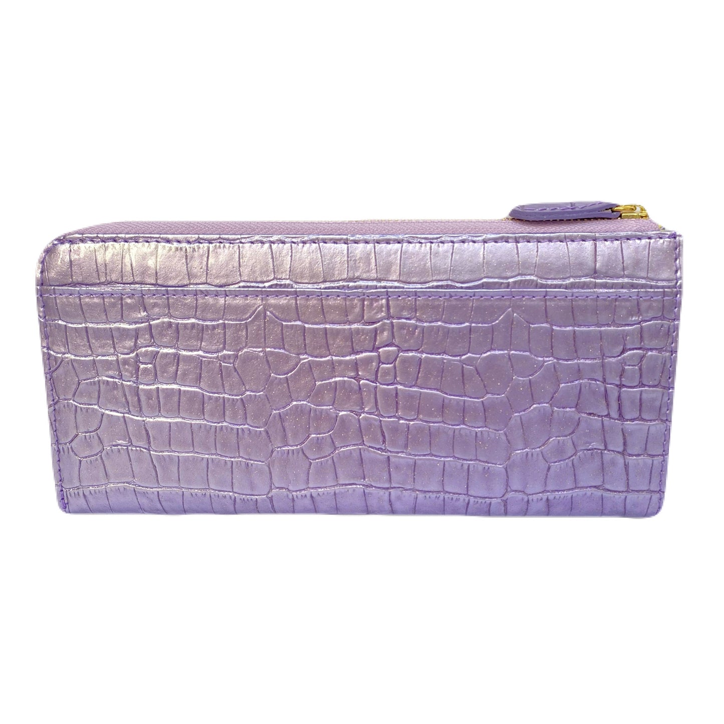 エナメル クロコ型押L字ファスナー 長財布 ラベンダー