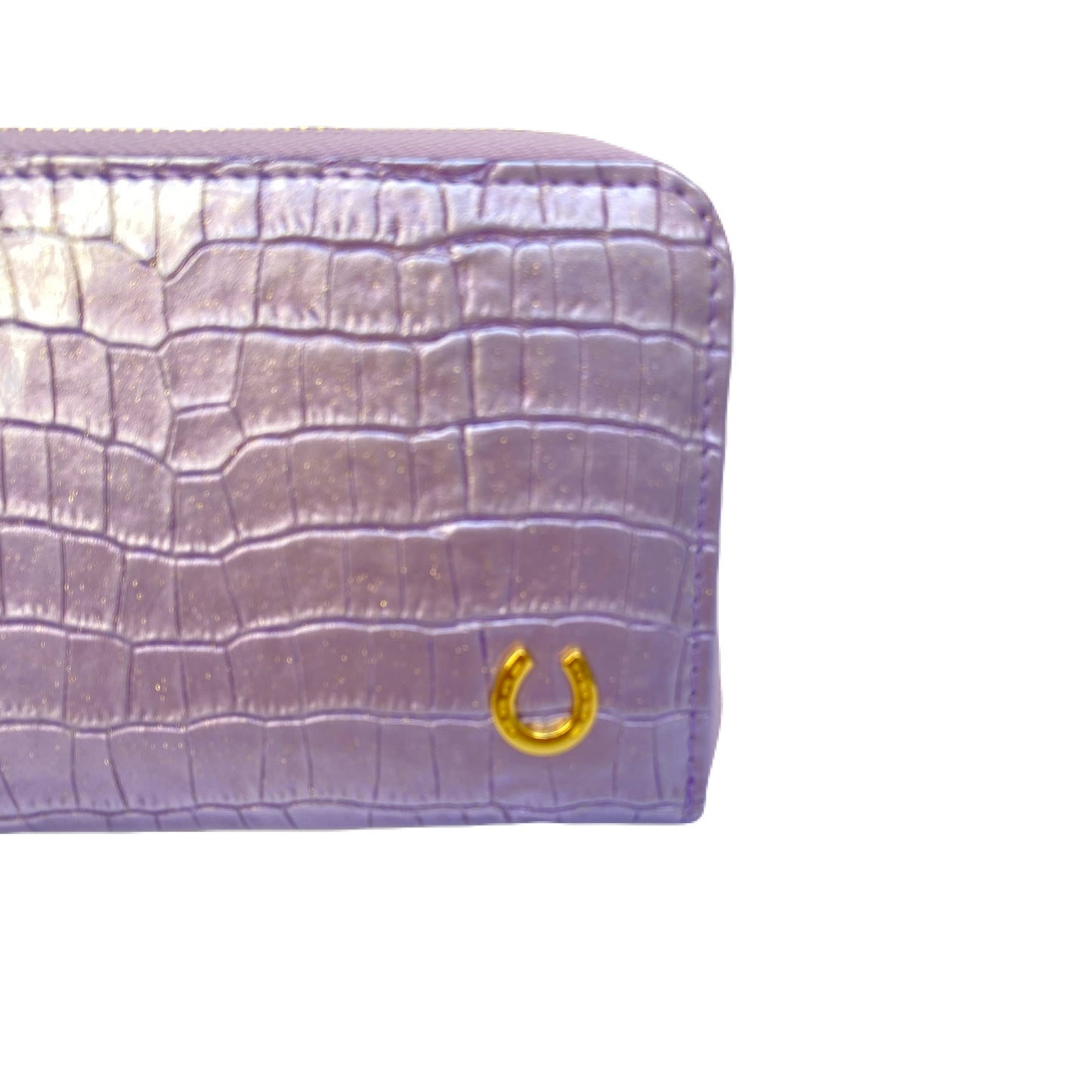 エナメル クロコ型押L字ファスナー 長財布 ラベンダー