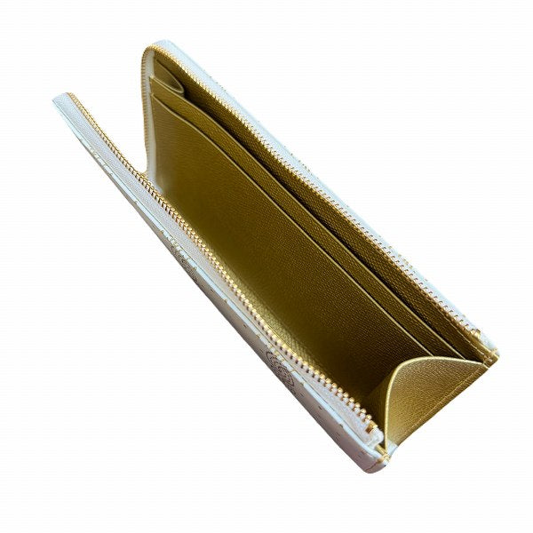 Reiwa CopaJapan L字ファスナー長財布 ホワイト(金箔縄目3本柄)ドット