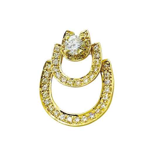 【福袋B】 K18　ﾀﾞｲﾔﾊﾟｳﾞｪｲｴﾛｰﾀﾞｲﾔ入り三重(みつがさね)ピンズ